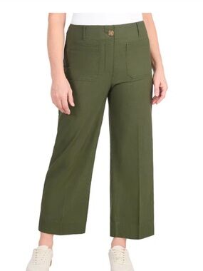 NWT 💚 Hilary Radley Olive Wide-Leg Crop Pants
